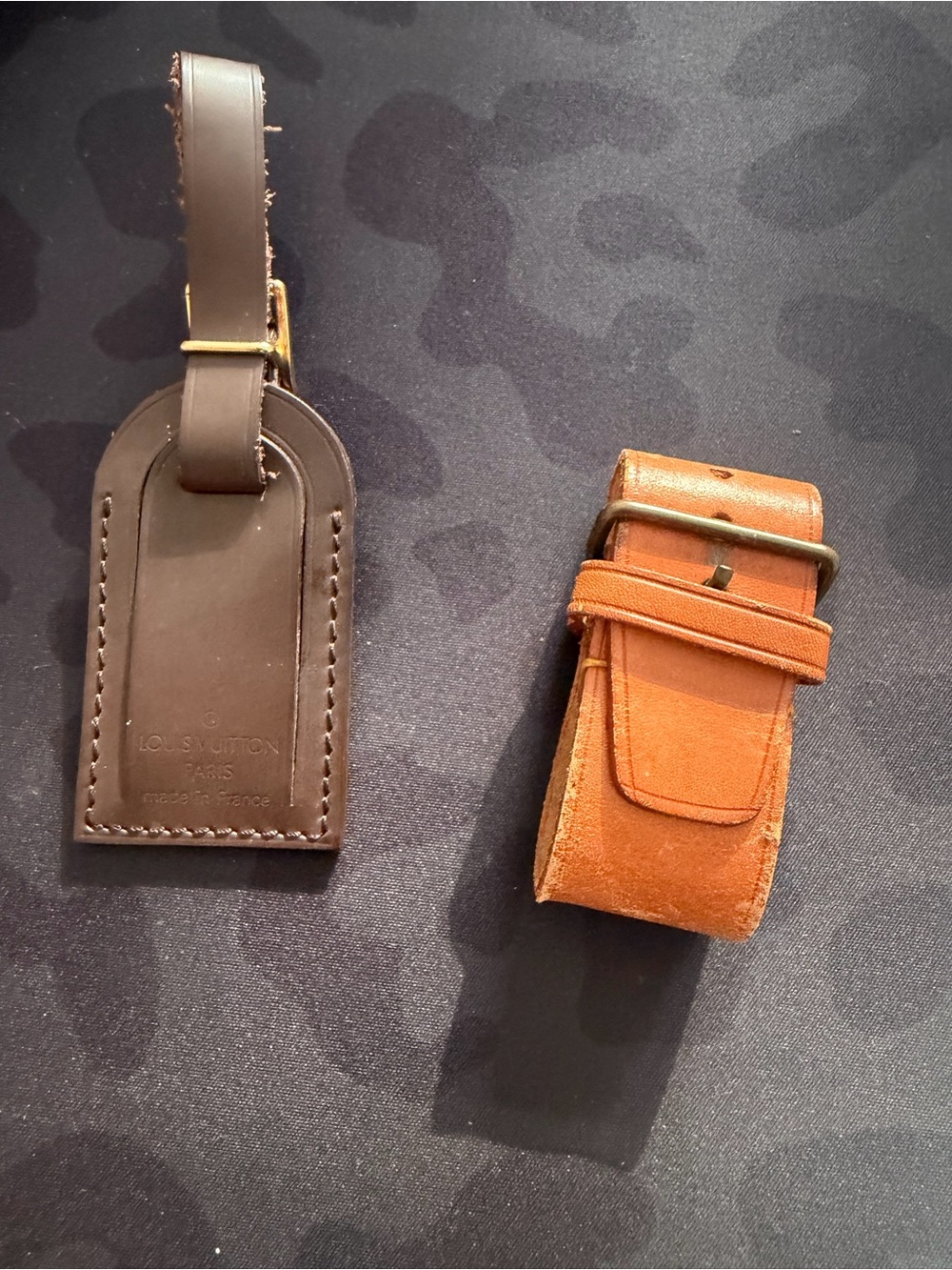 Louis Vuitton Chocolate Brown Luggage Tag and Poignette